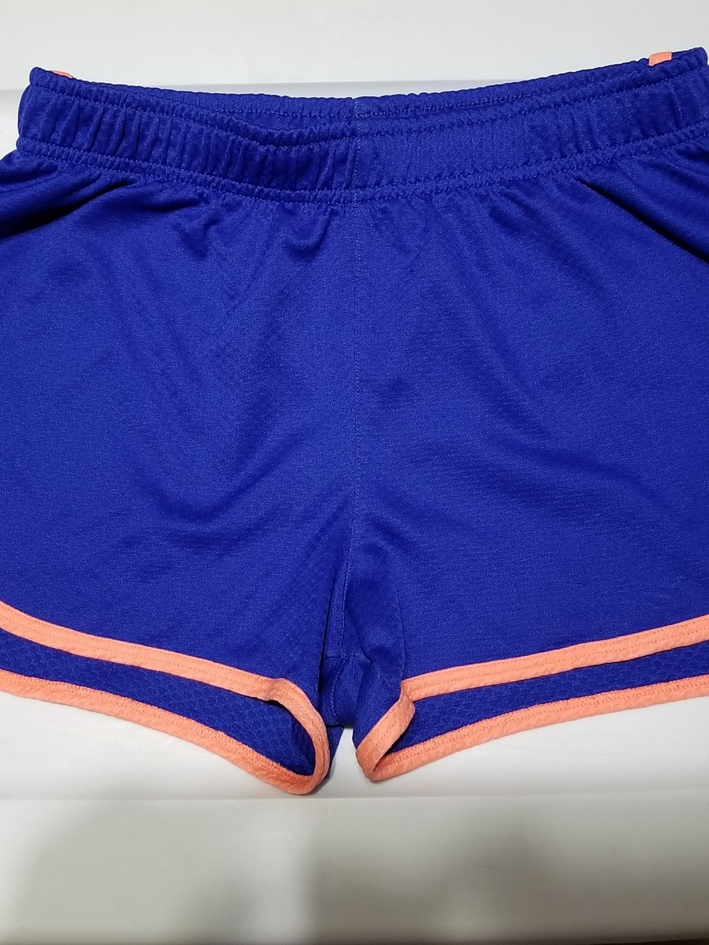 Academy Royal Blue Girl's XL Athletic Mesh Shorts with a Coral Trim